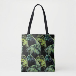 Palm Blätter: Watercolor Schwarz Hintergrund. Tasche