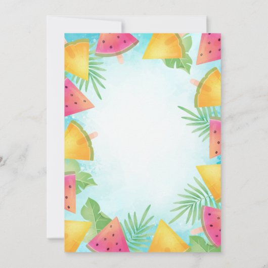 Palm Blätter Watermelon Sommerfest Einladung (Rückseite)