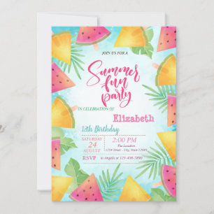 Palm Blätter Watermelon Sommerfest Einladung