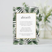 Palm Blätter Wedding Guest Details Begleitkarte (Stehend Vorderseite)