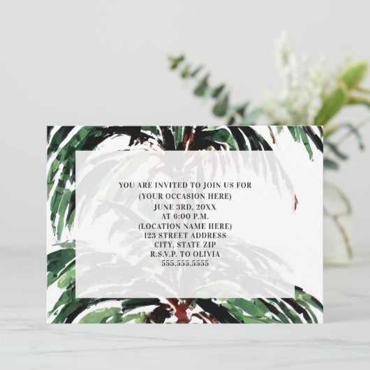 Palm-Blätter zum Zeichnen generischer Allzweck-Par Einladung (Stehend Vorderseite)