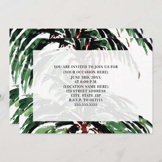 Palm-Blätter zum Zeichnen generischer Allzweck-Par Einladung (Vorne/Hinten)