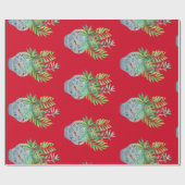 Palm Blue und White Ginger Jar Geschenkpapier (Flach)