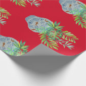 Palm Blue und White Ginger Jar Geschenkpapier (Ecke)