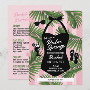 Palm Brautparty-Poolparty-Einladung (Rosa) Einladung