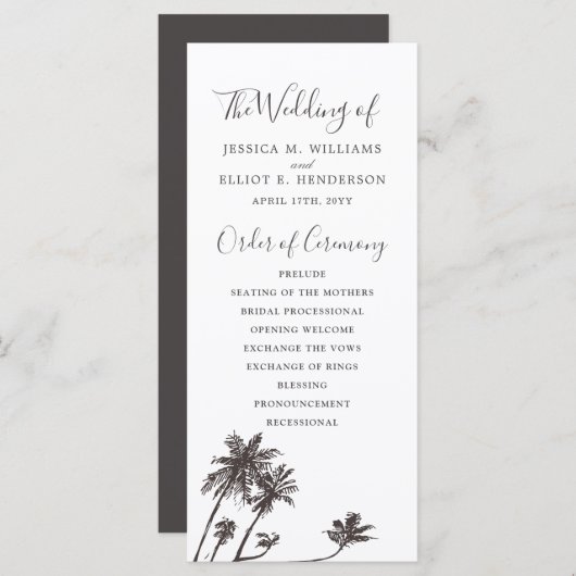 Palm Breeze | Hochzeitsprogramm White Programm (Vorne/Hinten)