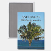 Palm Breeze Shoreline | Family Name & Trip Year Magnet (Vorderseite/Rückseite)