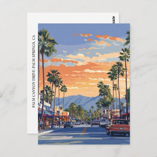 PALM CANYON DRIVE-PALM SPRINGS CA Postcard Postkarte (Vorne/Hinten)