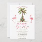 Palm Christmas Balls Flamingos Holiday Open House Einladung (Vorderseite)