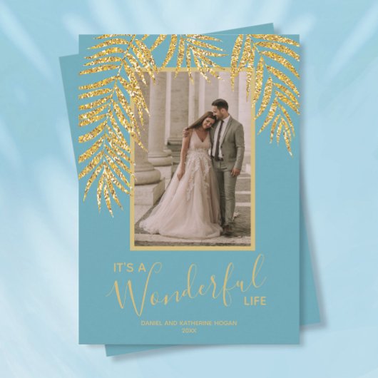 Palm Christmas Tropical Foto Feiertagskarte