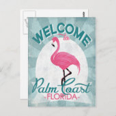 Palm Coast Florida Pink Flamingo Retro Postkarte (Vorne/Hinten)