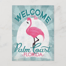 Palm Coast Florida Pink Flamingo Retro Postkarte