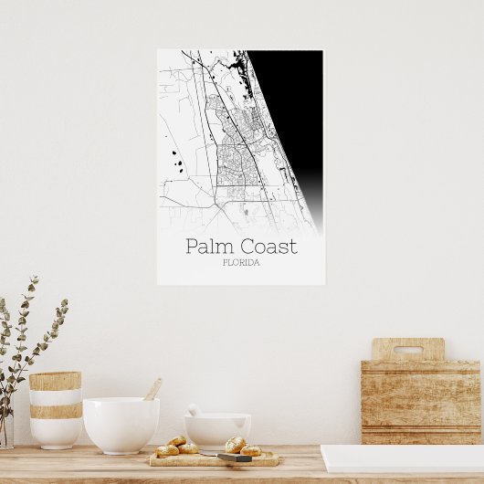 Palm Coast Map - Florida - City Map Poster (Küche)