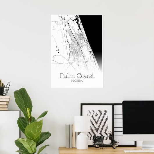 Palm Coast Map - Florida - City Map Poster (Heimbüro)