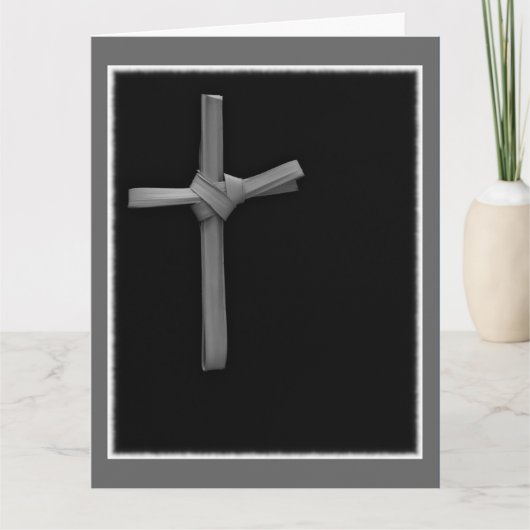 Palm Cross auf schwarz, Minimalistisch Religious Karte (Vorderseite)