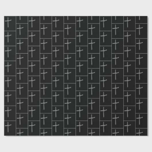 Palm Cross auf schwarzen Plätzen Geschenkpapier (Flach)