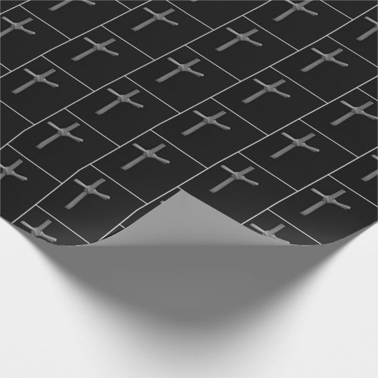 Palm Cross auf schwarzen Plätzen Geschenkpapier (Ecke)