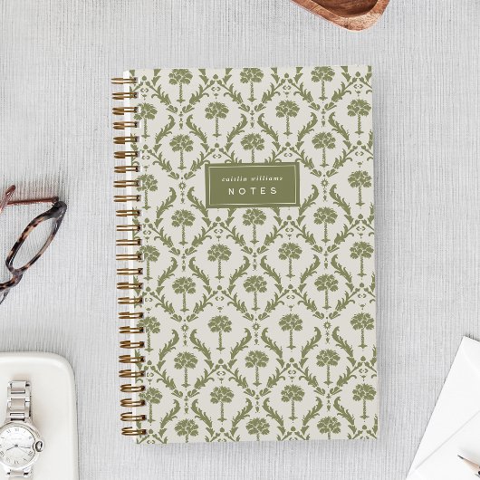Palm Damask Personalisiertes Notizbuch | Heritage 