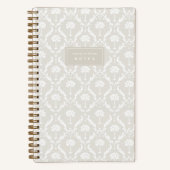 Palm Damask Personalized Notebook | Linen Beige Notizblock (Vorderseite)