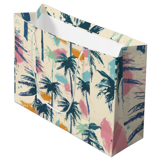 Palm Decorated Gift Bag Große Geschenktüte (Vorderseite Schrägansicht)