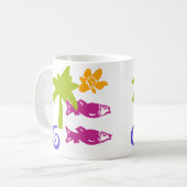 Palm & Fish Blockprint Tasse (Vorderseite Links)