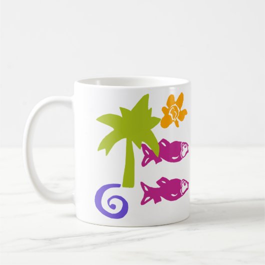 Palm & Fish Blockprint Tasse (Links)