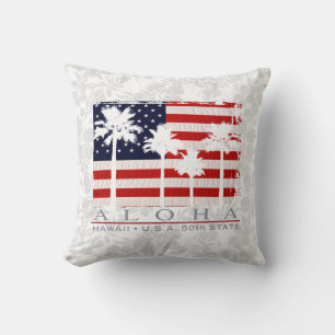 Palm Flag Hawaii Aloha Patriotic Decorative Pillow Kissen