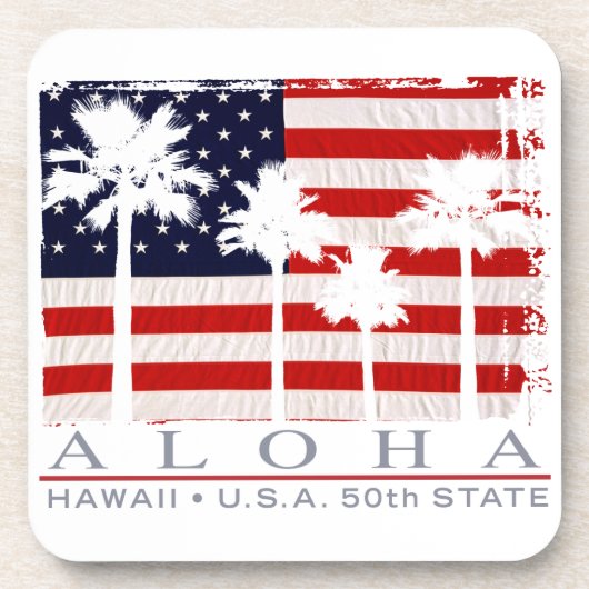 Palm Flag Hawaii Aloha Patriotische Untersetzer (Vorderseite)