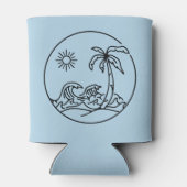 Palm Floral Tropical Wedding | Sky Blue Can Cooler Dosenkühler (Rückseite)