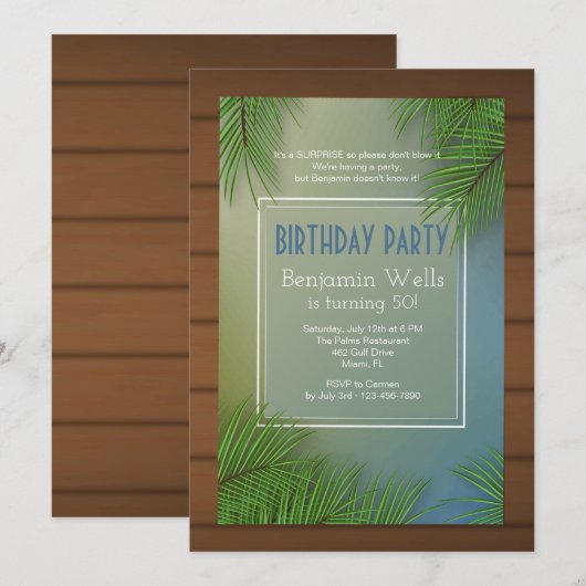 Palm Fronds Einladung (Vorne/Hinten)