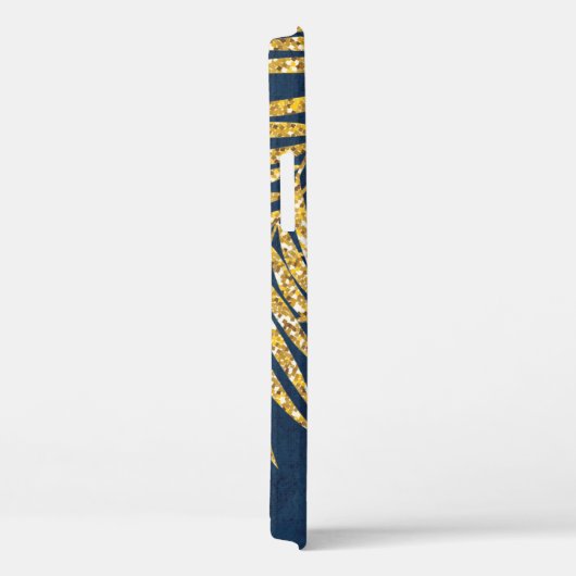 Palm Fronds Gold Glitzer Name Personalisiert Navy Case-Mate iPhone Hülle (Rückseite / Rechts)