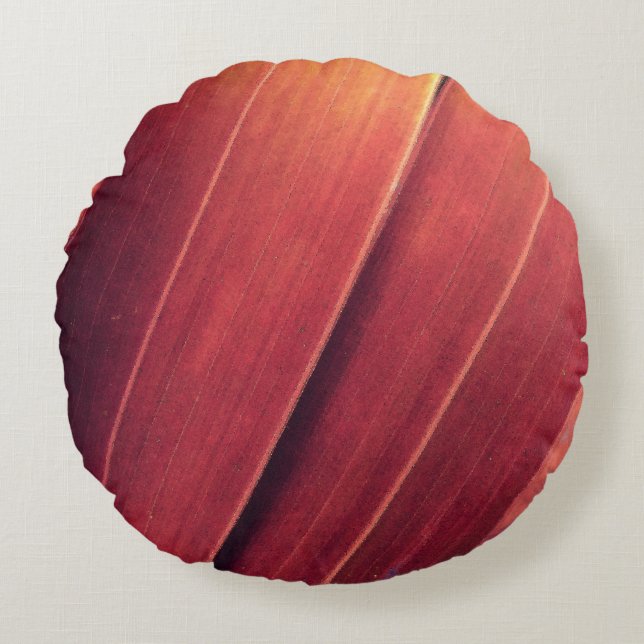 Palm Fronds in Rost und Gold Rundes Kissen (Vorderseite)