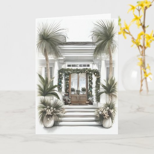 Palm Front Christmas Willkommen Karte (Gelbe Blume)