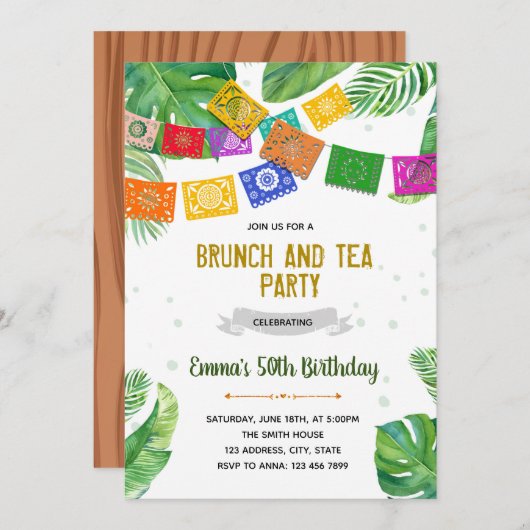 Palm Frühling Fest Thema Einladung (Vorne/Hinten)