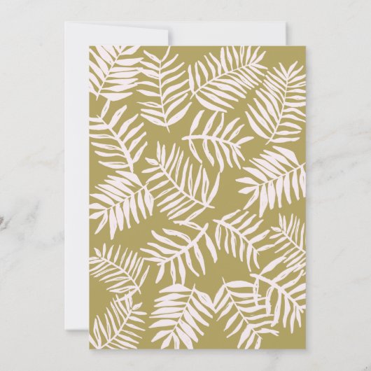 Palm Getaway Hochzeit in Urlaubsort Einladung (Rückseite)