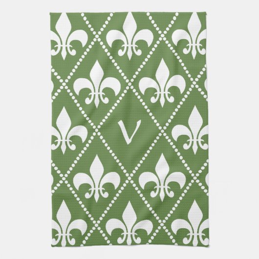 Palm Green Lilie mit Monogramm Küchentuch (Vertikal)