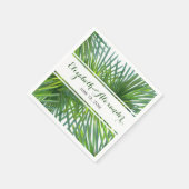 Palm Greenery Namen und Date Wedding Napkin Serviette (Ecke)