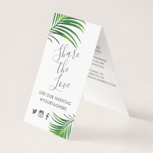 Palm Greenery Social Hashtag Wedding Sign (Vorderseite)