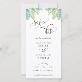 Palm Greenery Wedding Save the Date Lesezeichen