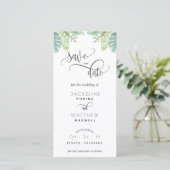 Palm Greenery Wedding Save the Date Lesezeichen (Stehend Vorderseite)