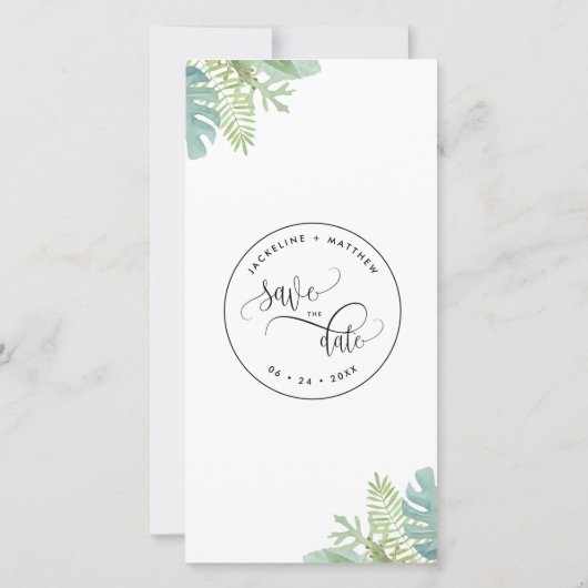 Palm Greenery Wedding Save the Date Lesezeichen (Rückseite)