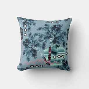 Palm Hawaiian Blau schwarzer Sonnenuntergang Meer Kissen