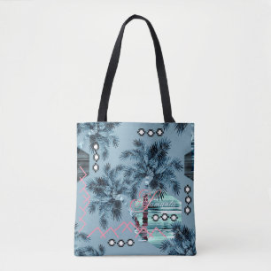 Palm Hawaiian blau schwarzes Monogramm personalisi Tasche
