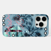 Palm Hawaiian blue black monogram personalized Case-Mate iPhone Hülle (Rückseite (Horizontal))