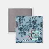 Palm Hawaiian Blue Monogram personalisiert Magnet (Vorderseite/Rückseite)