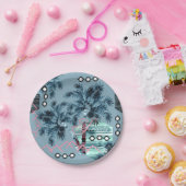 Palm Hawaiian Blue Monogram personalisiert Pappteller (Party)