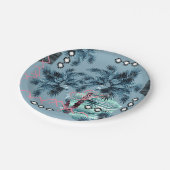 Palm Hawaiian Blue Monogram personalisiert Pappteller (Schrägansicht)