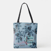 Palm Hawaiian Blue Monogram personalisiert Tasche (Rückseite)