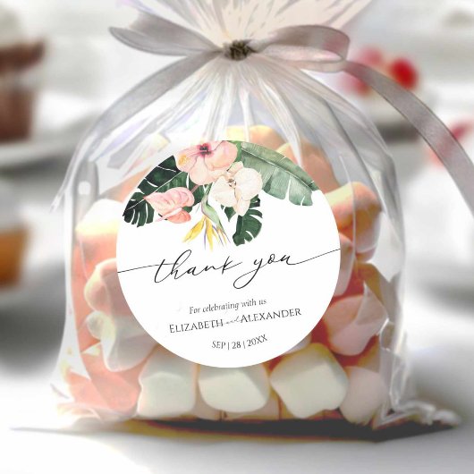 Palm Hibisken Tropical Wedding danke Ihnen Sticker