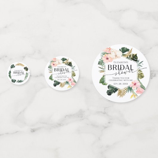 Palm Hibisken Tropisches Brautparty Konfetti (Vorderseiten)